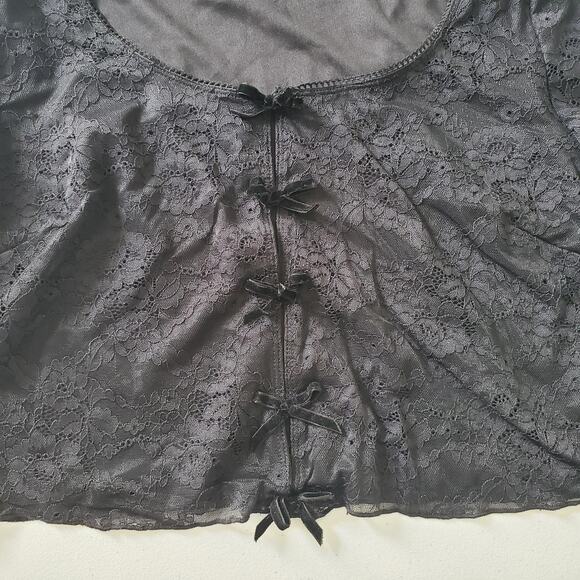 Y2K Whimsigoth Goth Shirt Womens 1X Lace Bow Front Long Sleeve Cropped Cardigan - Picture 5 of 10